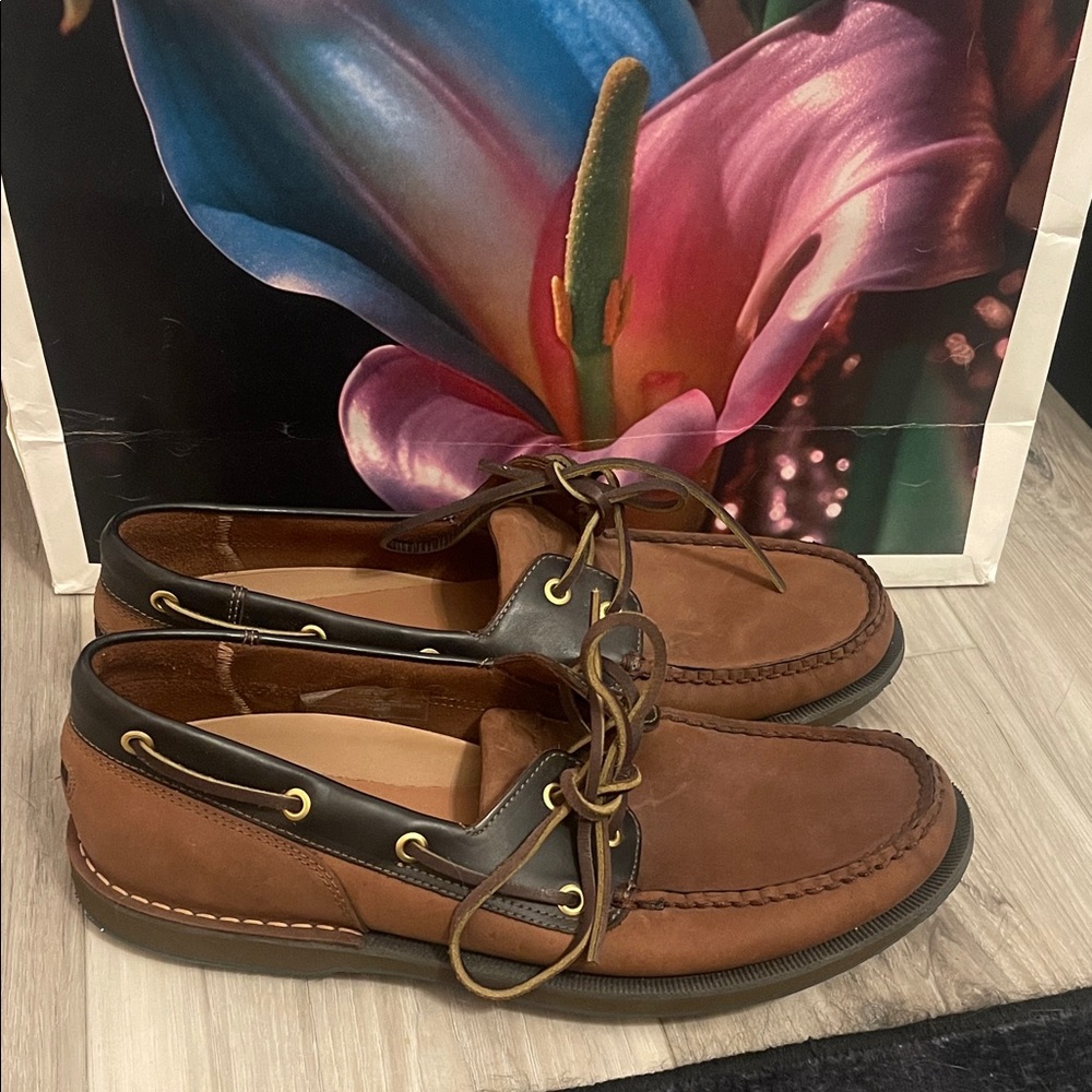 Rockport Two-Tone Brown Leather Boat Shoes